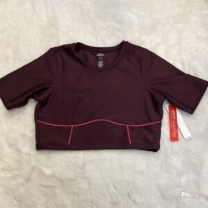 Good American Crop top “electric feel SS crop top” Bordeaux size “6” (=22/24)